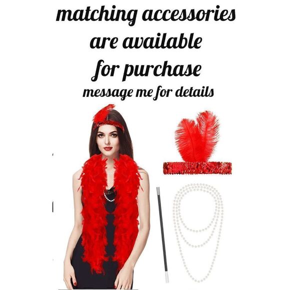 ❤️✨ Flapper Great Gatsby 1920s Retro Tassel Fringe Sequin Midi Red Dress M NEW - Picture 12 of 13